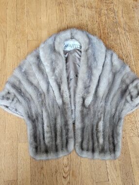 Vintage real mink cape wrap with pockets M/L
